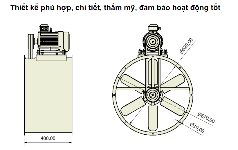 kích thước quạt thu bụi sơn 