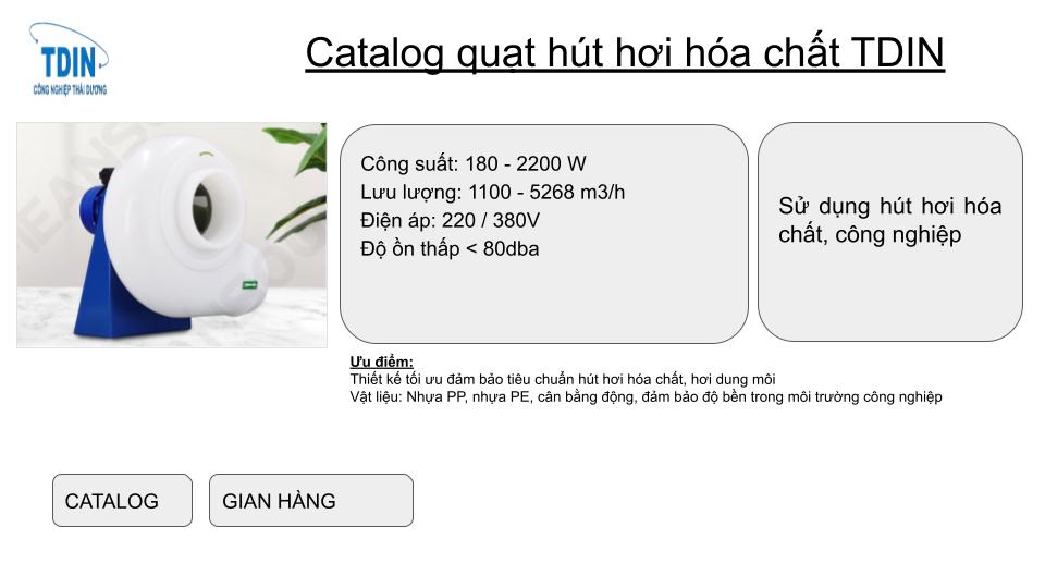Catalog quạt hút hơi hóa chất TDIN